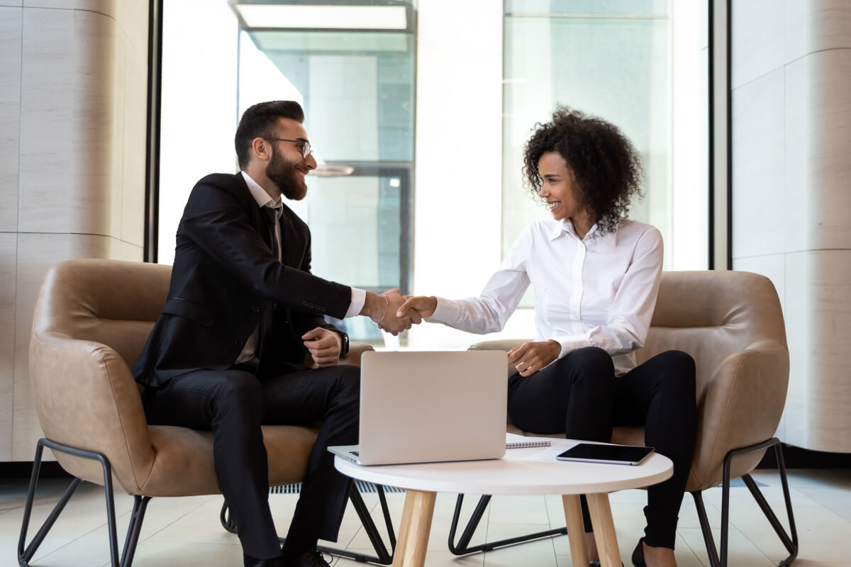 Small Business owner meeting with client